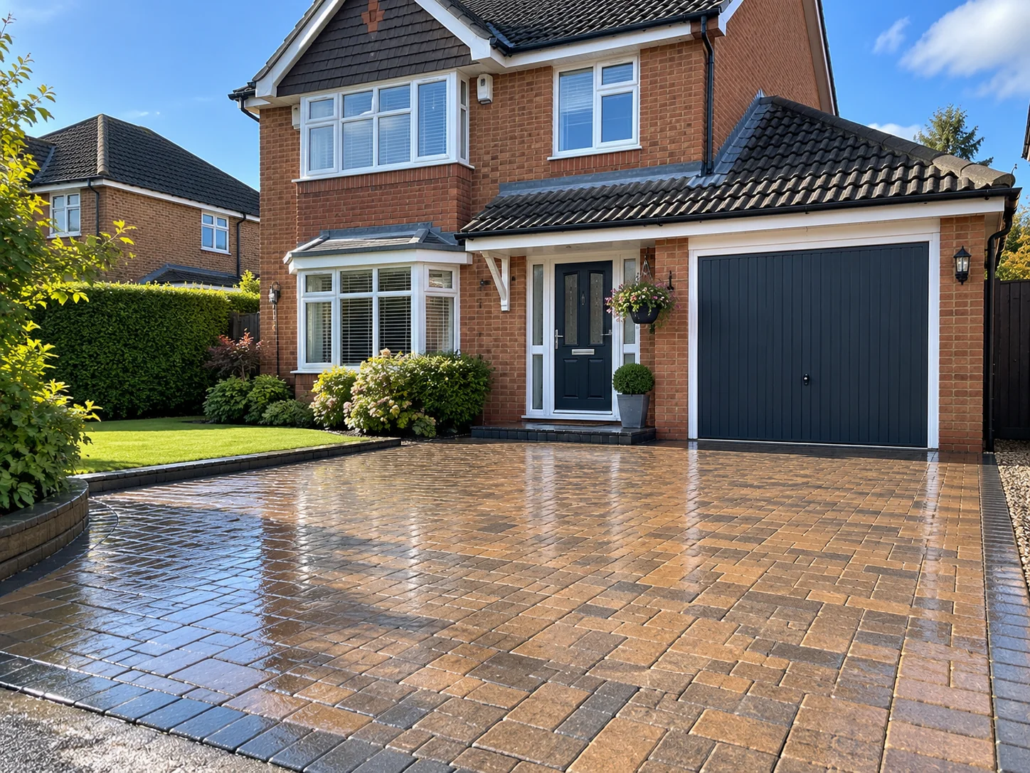 Exterior cleaning at a brick house